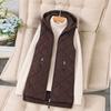 Womens Hooded Quilted Cotton Vest Mid-Length Warm Sleeveless Puffer Waistcoat Streetwear Casual Outerwear