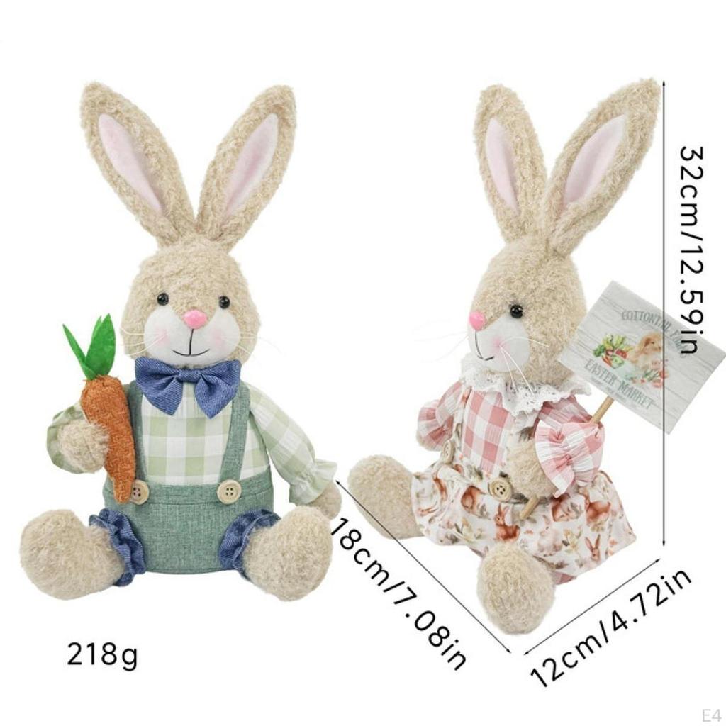 Easter Bunny Figurine Doll Ornament Collectible Cute Figure Statue for Cabinet Farmhouse