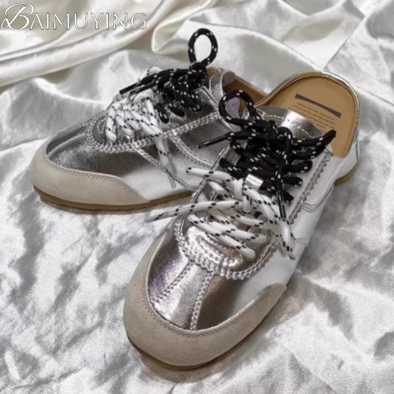 Fashion Casual Sneakers Women Slippers Lace Up Mules Shoes Woman Flat Sandals 2025 Trend Brand Sport Design Running Slides Zapatos Mujer