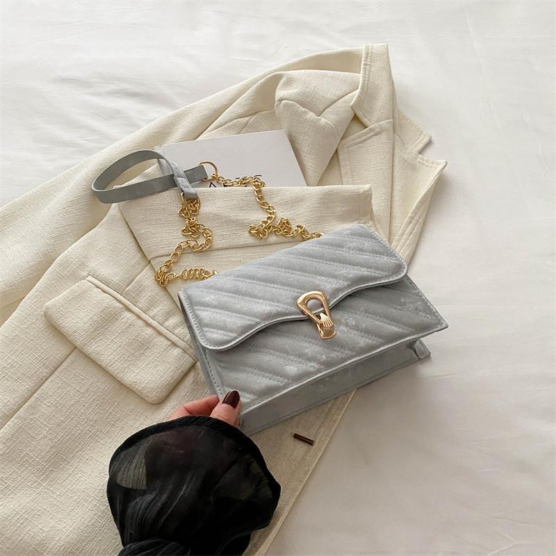 Stylish Fashionable Women's Casual Shoulder Bag Trendy Small Square Crossbody Bag In Black Khaki Gray Blue And White Colors