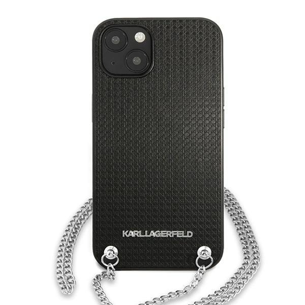 Karl Lagerfeld Klhcp13Mpmk Iphone 13 / 14 / 15 6,1 Hardcase Czarny/Black Leather Textured And Chain