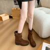 Trendy British Ankle Boots Chunky Sole Slim Fit Winter Shoes Women High Quality Versatile Boots