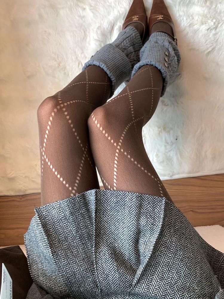 10D Thin Jacquard Knitted Pantyhose Women Tights Skinny Leggings 2025 Autumn Winter Basic Pantyhose Y2K Leggings