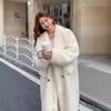 VAYLA New Women Warm Furry Coat Thick Big Collar Fake Lambswool Long Coat Beige Tops For Women Casaco Feminino