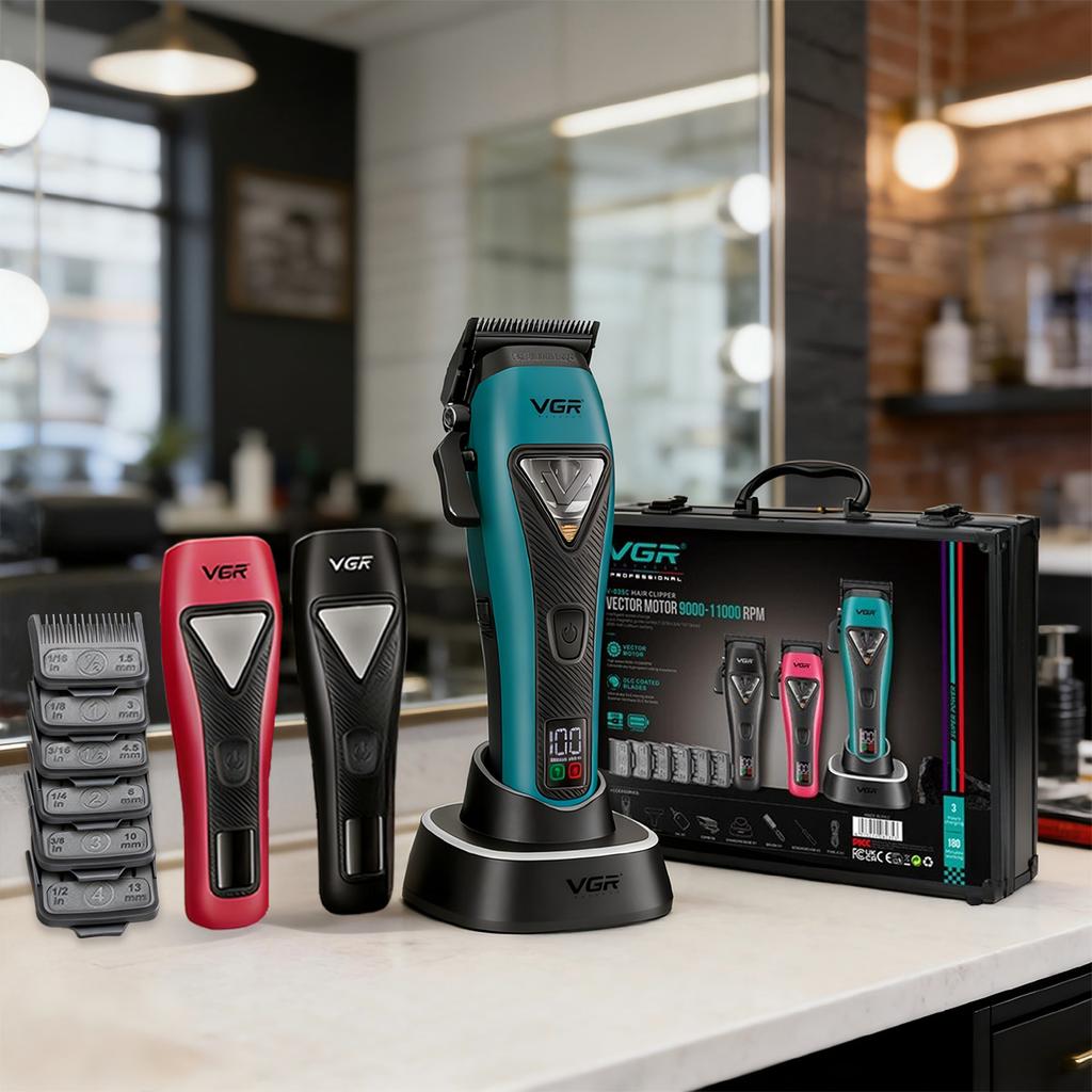 VGR Hair Clipper Professional Brushless Hair Cutting Machine Biggest 11000 RPM Clipper Carved Barber Cordless Clippers Hair Trimmers for Men V-035C