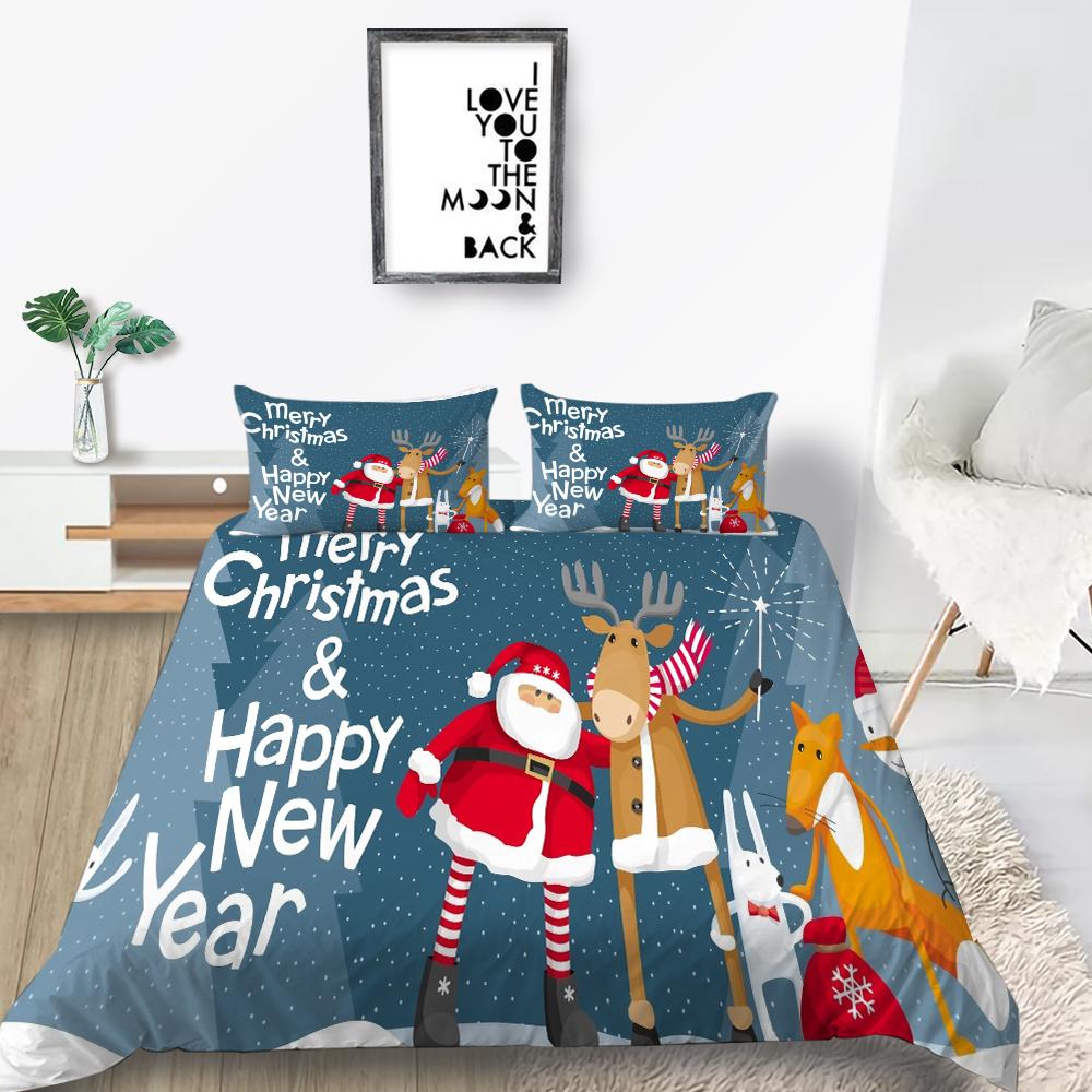 Bettwäscheset, neue Tagesdecke, 3D-Weihnachtsdekoration, Familienschlafzimmer, Einzelbett, Doppelbett, volle Größe, Steppdecke und Kissenbezug, Mikrofaser
