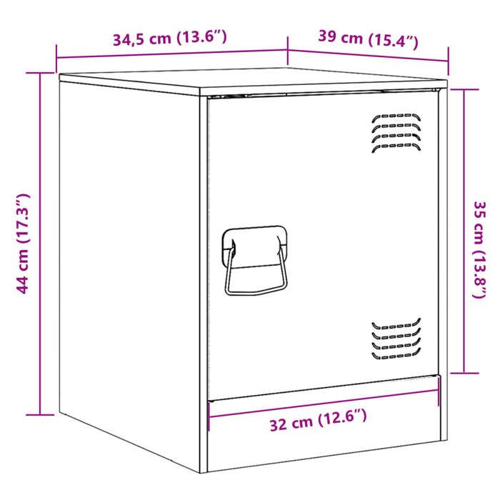 VidaXL Tables de chevet 2 pcs rose 34,5x39x44 cm acier, armoire, meubles de chambre, support téléphonique, armoire 841610