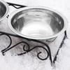 POPETPOP Stainless Steel Removable Food Bowl for Cats and Dogs, with Stand and Legs for Easy Eating and Non-Slip Design