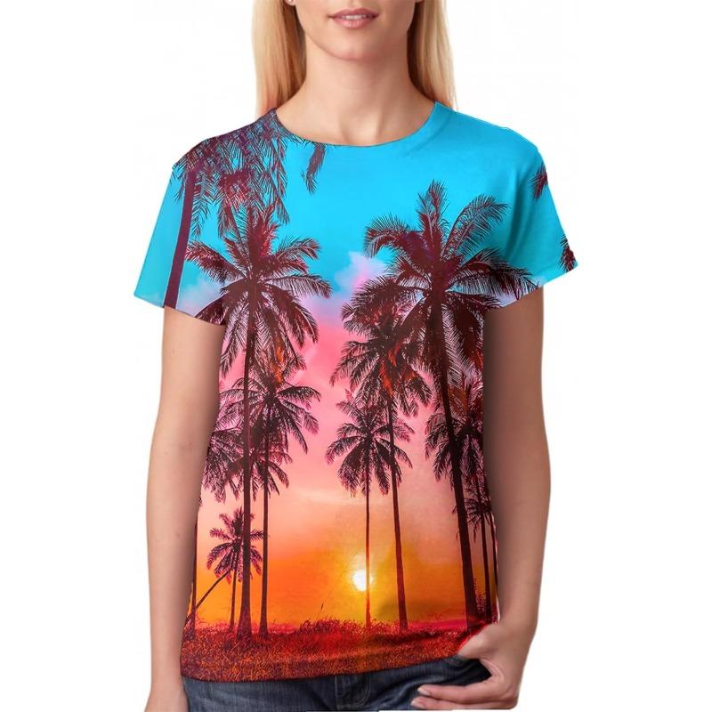 3D Polyester Unisex T-Shirt Summer Beach Style. Coconut Tree Printed Graphic Quick Dry Moisture Wicking Short Sleeve Casual