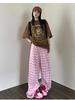 Women's Blue Plaid High-Waisted Wide-Leg Pants - Spring/Summer 2025 Collection