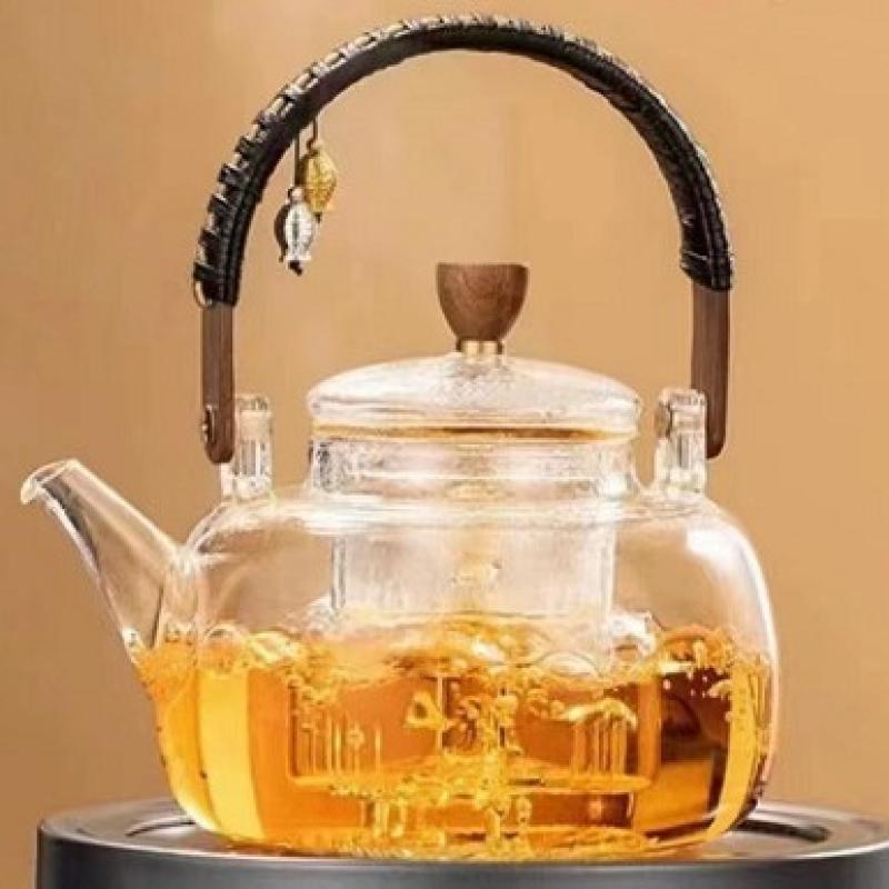 Yi Pan High Borosilicate Glass Teapot with Bamboo Handle