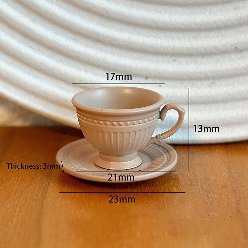 2PCS Small Luxury French Coffee Cup Plate Set Toy Dollhouse Mini Furniture Model DIY Accessories Miniature Scene Decoration