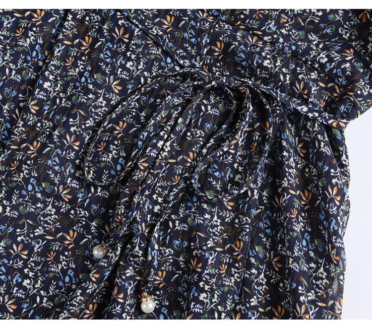 New Autumn Slim Floral Chiffon Dress for Women - Fashionable & Elegant Mid-Length Style