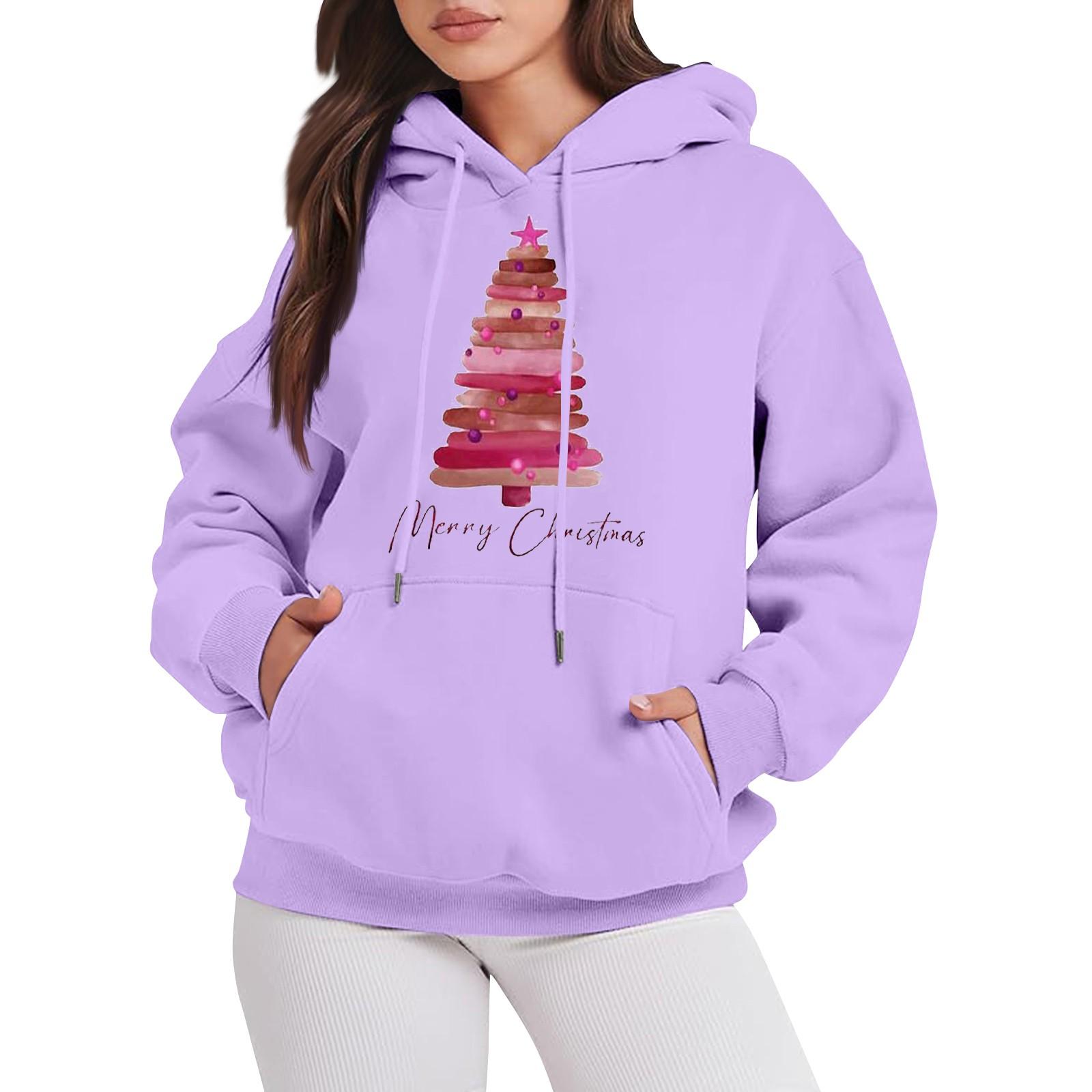 

Женские свитшоты оверсайз, флисовые толстовки с длинным рукавом, осенние наряды с карманом XL фиолетовый