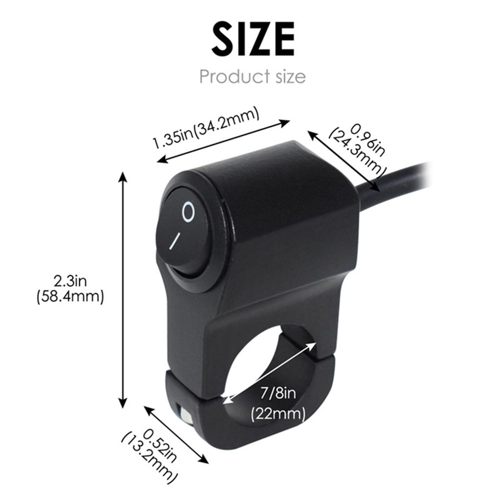 Upgraded 7/8-inch Motorcycle Handlebar Switch Control Universal Mount LED Headlight On/Off Switch with Button Durable