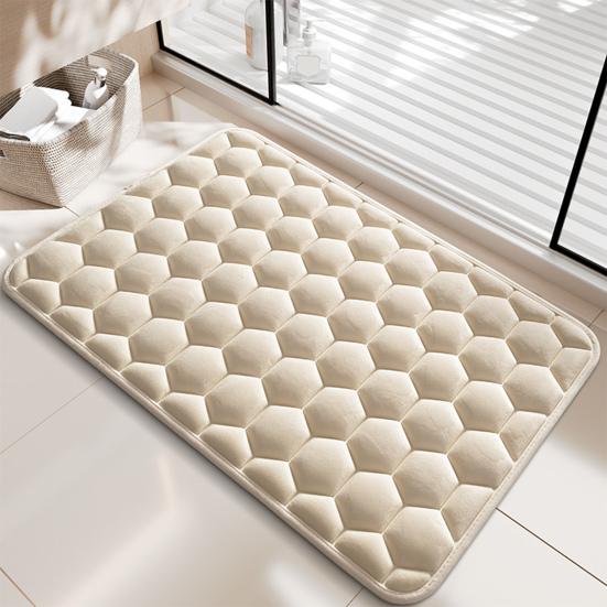 Memory Foam Bath Mat Absorbent Bathroom Rug Honeycomb Quick Drying Anti Slip Bath Rug
