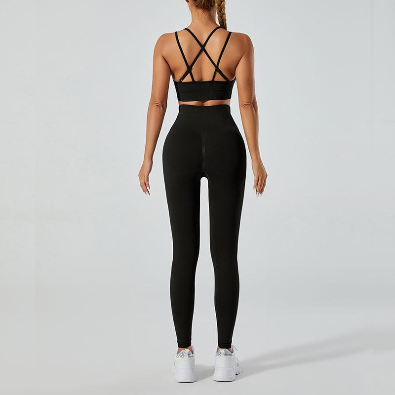 Completo Yoga da Donna con Top con Schiena a Croce e Leggings a Vita Alta per Fitness e Pratica Yoga