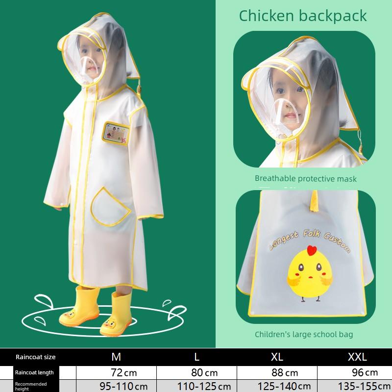 Children's Raincoat for Boys and Girls, Kindergarten School Rainwear, Transparent Cute Poncho-Style Raincoat for Toddlers and Students