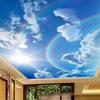 3d Ceiling Wallpaper Blue Sky Murals White Clouds Rainbow Wall Mural Living Room Bedroom Ceiling Wall Paper