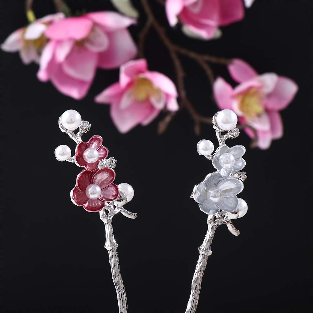 

Simple Temperament Women Plum Blossom Pearl Girls Hanfu Headwear Zinc Zinc Alloy Flower Hair Stick Hairpin