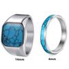 Cross-Border Stainless Steel Couple Wedding Rings with Turquoise, Opal & Seal Designs