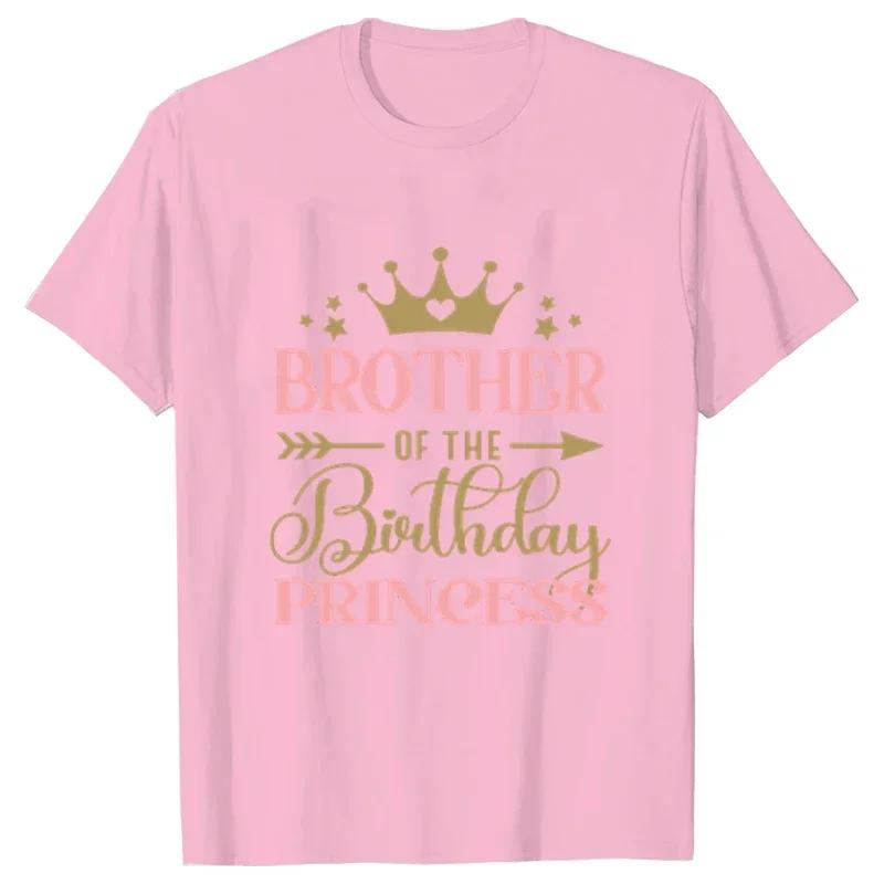 Birthday Princess Bundle Dad Mom of The Girls Birthday Party Tshirt O Neck Tops Short Sleeve White Pink Aesthetic Clothes