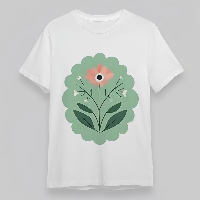 

Women s Plus Size Comfortable Classic T-Shirt Orange White Flowers Graphic Tee 4XL