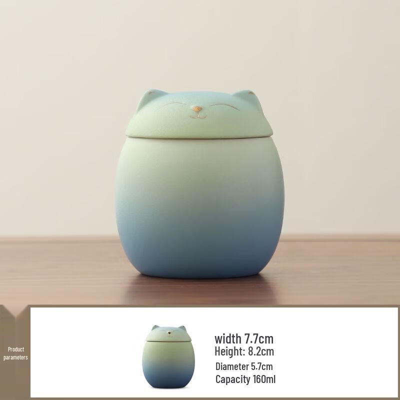 DU Cute Cat Ceramic Tea Caddy