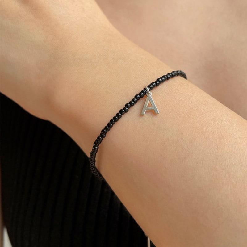 leeENoir Black Initial Bracelet