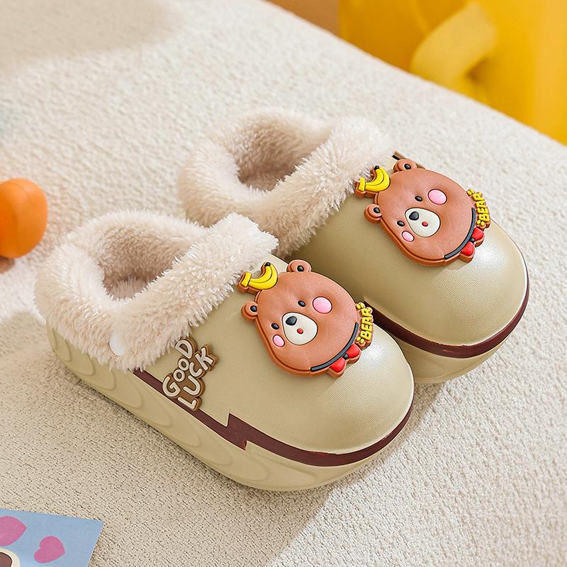 New EVA Cotton Slippers Summer Cartoon Cute Non-Slip Indoor Warm Thick Bottom Slippers Baby Cotton Shoes
