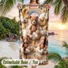 Teddy Bear Theme Beach Towel Personalized Custom Name & Text Soft Quick Dry Beach Towel for Swimming Travel