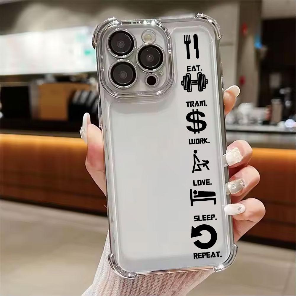 Eat Sleep Train Lift Phone Case for iPhone 17E 11 13 15 16 17 Pro Max 14 Plus 17Air 16E 12 Pro 17Pro Soft Shockproof Clear Cover