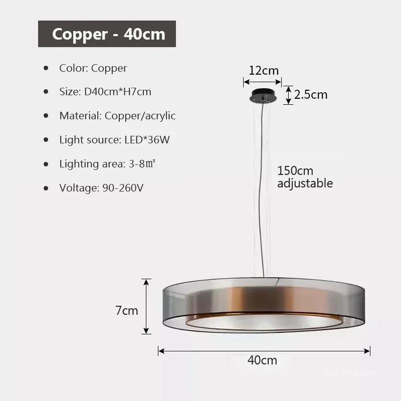 

Современный светодиодный стеклянный потолочный светильник Nordic Round Full Copper LED Подвесной светильник Simple для спальни, бара, гостиной, крыльца, светодиодные светильники для помещений Warm light