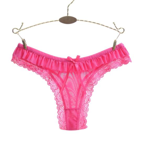 Sexy Lace Heart Pattern Bowknot Women Low Rise Brief Underwear Thong