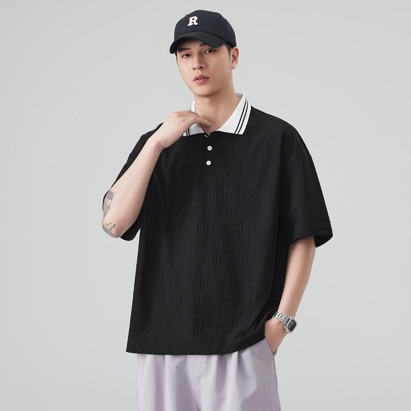Mens Polo Shirts Short Sleeve Textured Pullover Golf Polo T Shirts