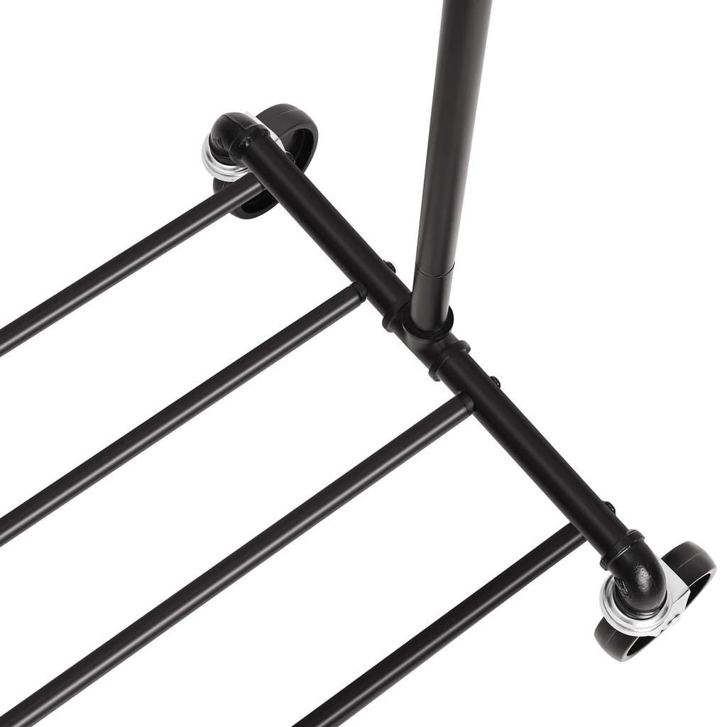 SONGMICS Heavy Duty Metal Clothes Rack on Wheels, Holds 90 kg, Industrial Design, Coat Stand with 1 Clothes Rail and Shelf, for Bedroom Laundry Room