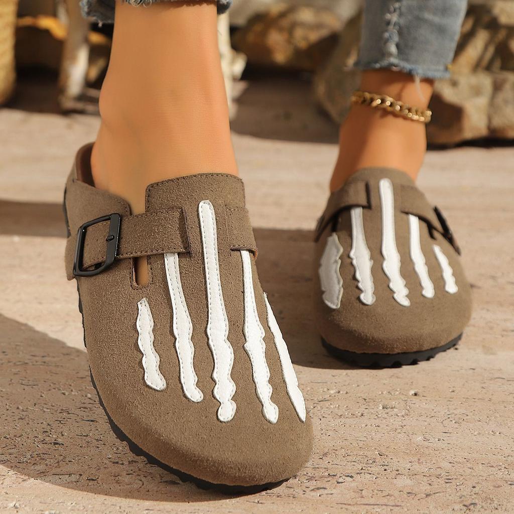 2025 Spring and Autumn New Mori Women's Style Without Heel Versatile Boken Lazy Drag Fashion Bag Head Half Slippers Women's Outer Wear