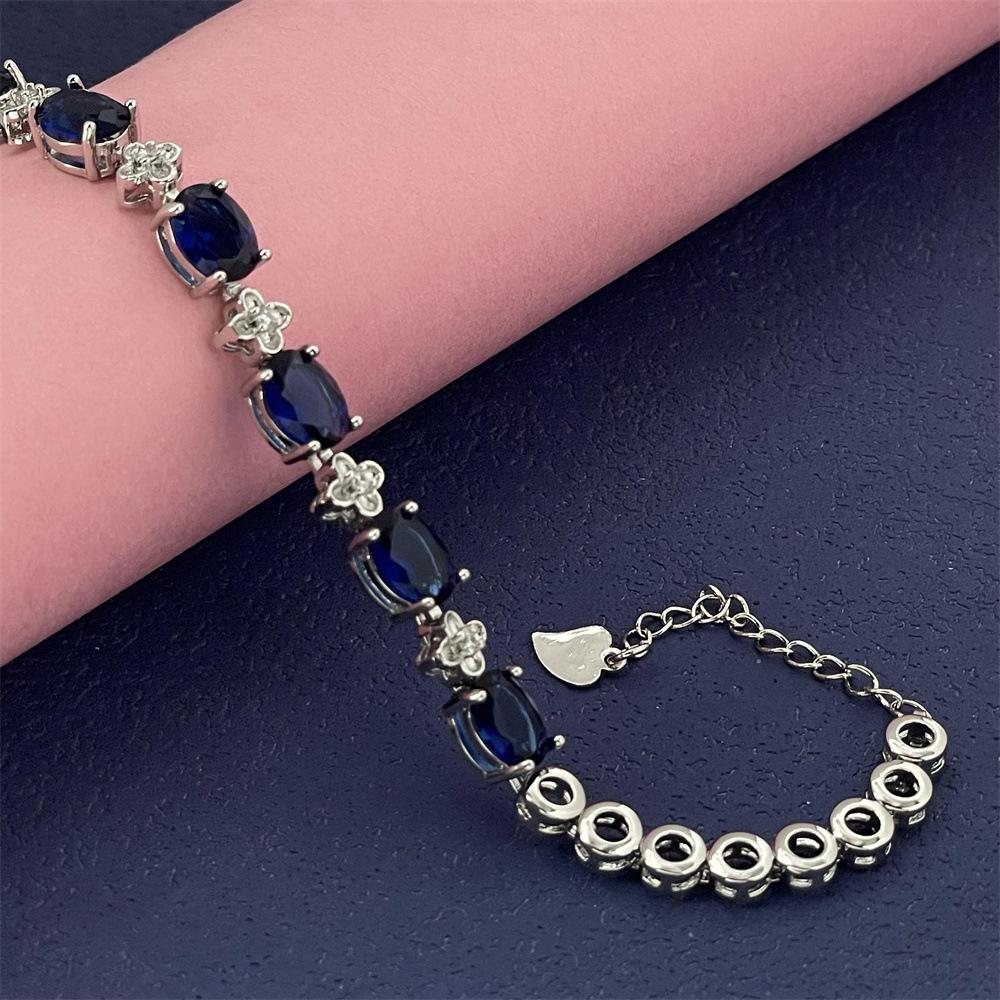 925 Sterling Silver Bracelet Blue Gemstone Light Luxury Bracelet Crystal Bracelet Ladies Light Luxury Birthday Jewelry Gift