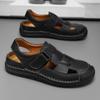 Summer Men's Leather Beach Sandals Pure Handmade Mens Closed Toe Sandals
