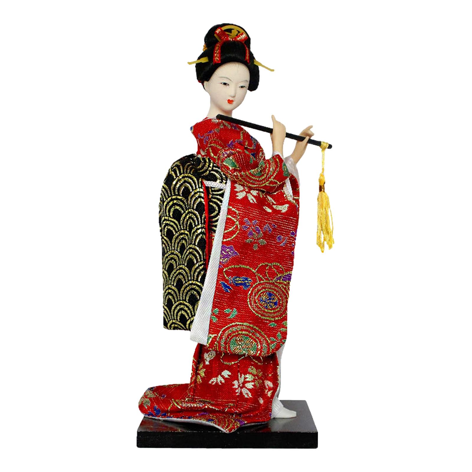 

Asian Statue 9 inch Ornament Collectible Figurine Japanese Kimono Geisha Doll for Entrance Bookshelf Bedroom Table Cabinet