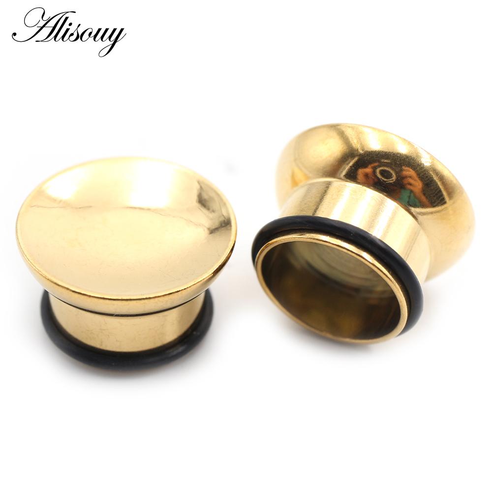 Alisouy 2 Stück konkave, hohle, schalenförmige Ohrstöpsel aus Edelstahl, ausgestellte Ohrstöpsel, Expander, Keilrahmen, Messgeräte, Piercing, Körperschmuck