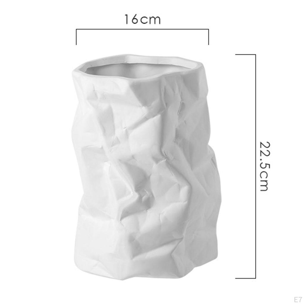 Crumpled Ceramic Flower Vase Elegant for Home Party Decoration Ornaments Housewarming Gift