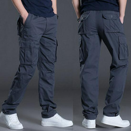 Men's Outdoor Multi-Pocket Loose Cargo Pants - Plus Size Cotton Straight Leg