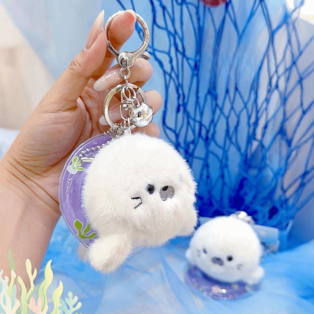 Kawaii Fluffy Sea Turtle Keyring Seahorse Dolphin Plush Doll  Home Decor