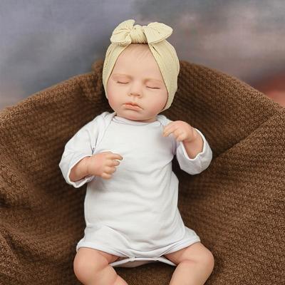 49cm Cloth Body Reborn Baby Toddler Doll LouLou Cute Real Looking Asleep Newborn Doll Pure Handmade Painted Hair Rebirth Dolls for Kids Birthday Gifts