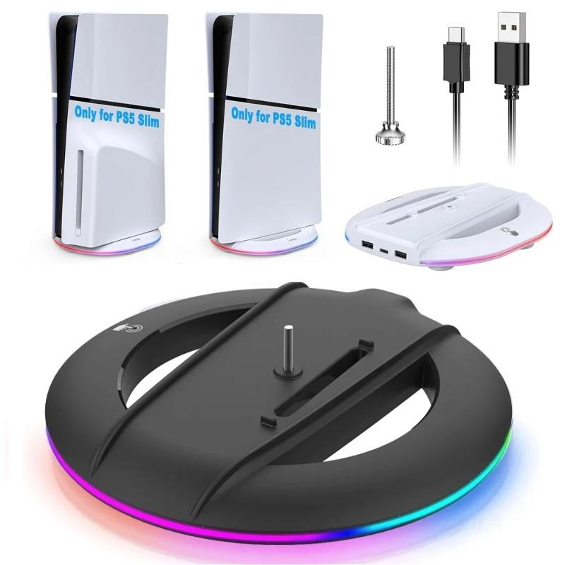 RGB Vertical Cooling Stand for PlayStation PS5 Slim Disc/Digital Edition Console Anti-Slip Base Bracket Holder Game Accessories