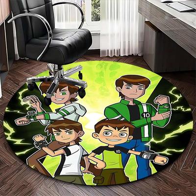 1pc Ben 10 Alien Force Round Carpet - Anime Design Office Chair Mat, Non-Slip Rug for Home Decor, Living Room, Bedroom