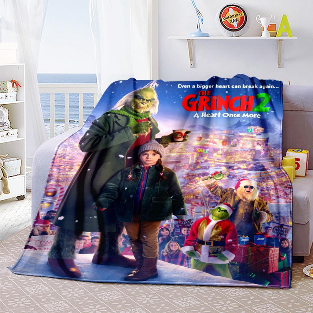 Christmas Gift Comedy Movie How the Grinch Stole Christmas blanket home warming, four season bed decoration sofa cover flannel throwing blanket K14