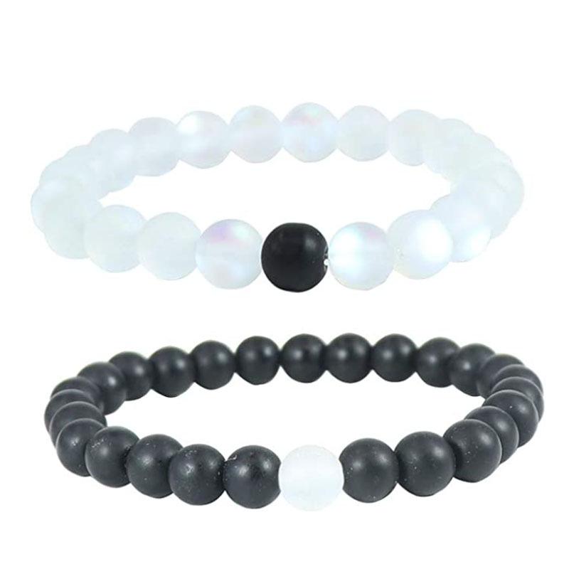 Bracelets de Couple Oeil de Tigre Mat & Pierre d'Agate - Perles de 8mm, Style Étudiant