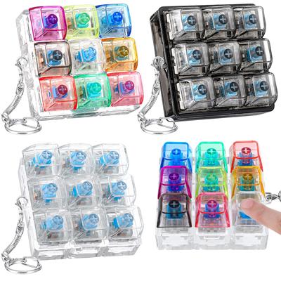 9 Keys Relaxing DIY Keyboard LED Keyboard Key Toy Stress 9Keys Relief Stress DIY Button Keycap Fidget Keychain Toys Gift